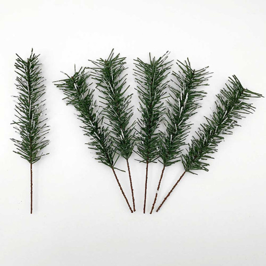 Set of 6 Snowy Paper Pine Sprigs for Feather Trees and Crafting ~ Austria